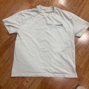 AllSaints Underground oversized T-shirt with back logo in white